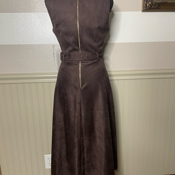 Brand New Calvin Klein Women's Slvless Chocolate Suede Aline Dress - Picture 6 of 15